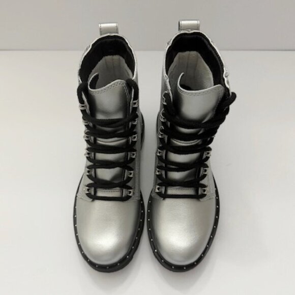 Sorel Lennox Lace-Up Lug Sole Boots Silver Grey Women's Size 6 - Picture 5 of 6